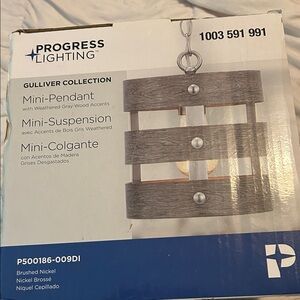 Progress Lighting Gray Wood Mini Pendant